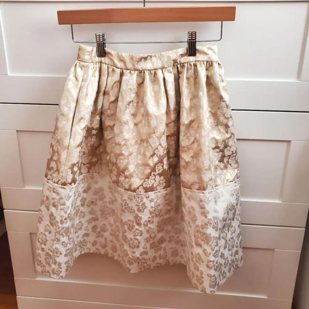 Erin Fetherston Vanilla Gold Floral Skirt Size 0